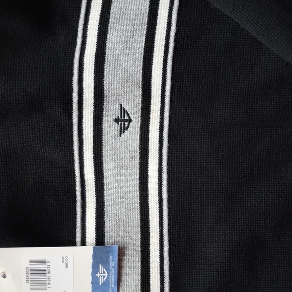 Mens dockers black grey qhite striped sweater L - Picture 3 of 4